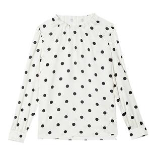 朗姿2025年春季新款白衬衫内搭叠穿衬衣高级感长袖设计感波点上衣