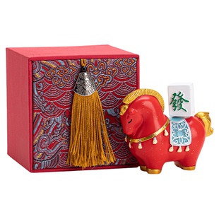 国潮马上有钱招财茶宠摆件创意马上发财可旋转桌面装饰开业送礼品
