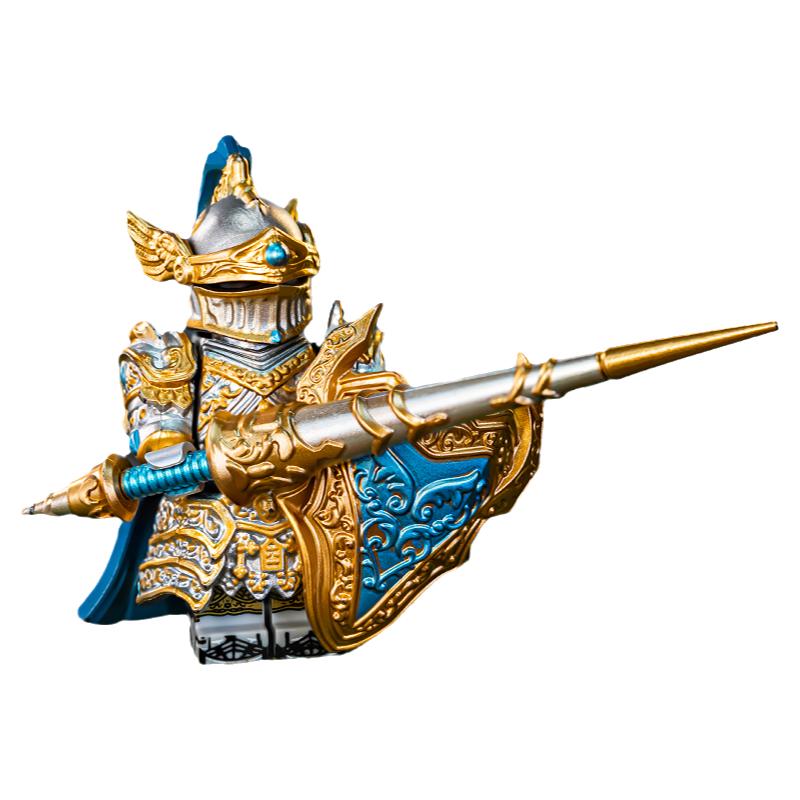国潮玩具中古圆桌骑士兰斯洛特骑士积木中世纪亚瑟王马第三方人仔