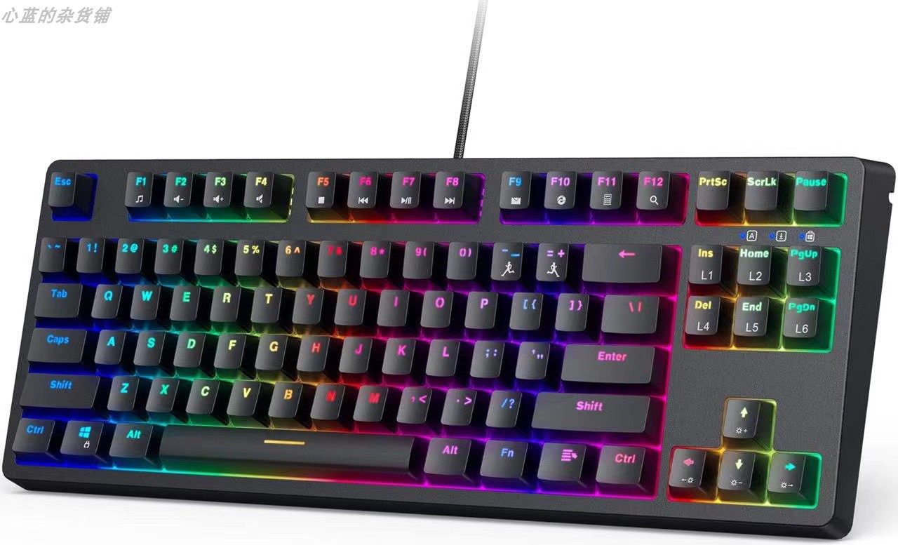 傲基幻彩背光红轴青轴笔记本台式电脑电竞游戏rgb发光机械usb键盘