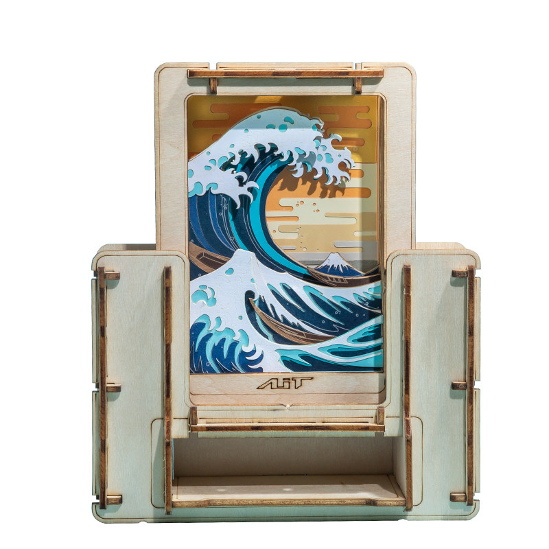 神奈川冲浪里3D木拼图DIY笔筒