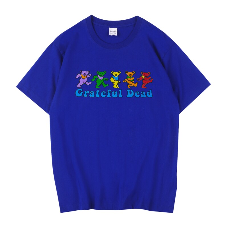 美国迷幻摇滚Grateful Dead T shirt感恩而死乐队小熊短袖男女T恤