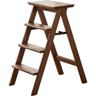 实木梯凳家用折叠梯子凳子两用多功能人字梯三步登高台阶凳楼梯椅