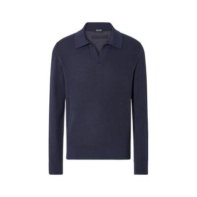ZEGNA杰尼亚混深靛蓝色Polo衫