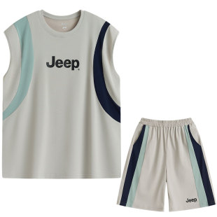 JEEP吉普童装篮球套装男童户外训练服青少年速干衣透气冰感运动服