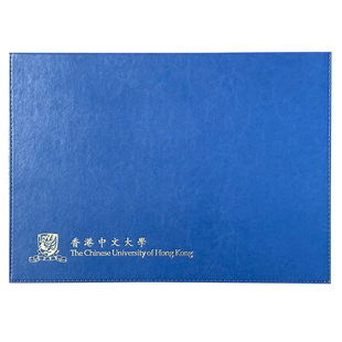 香港PU跑线A3封面书皮皮革定制烫金logo大学外壳保护套结业书皮