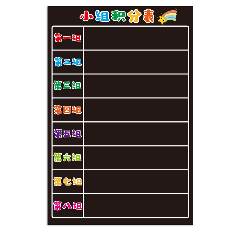 彩色中英文小组积分表幼儿园小学生班级评比栏管理黑板贴墙贴海报磁性白板磁力贴挂图课堂分组比赛教室纪律榜