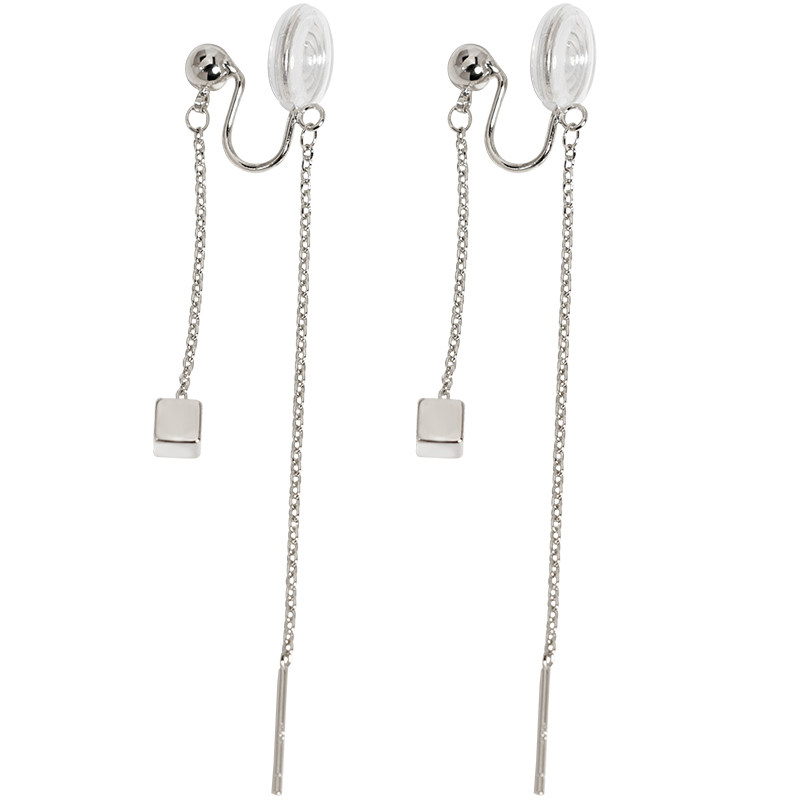 显脸瘦长款流苏耳线耳夹无洞