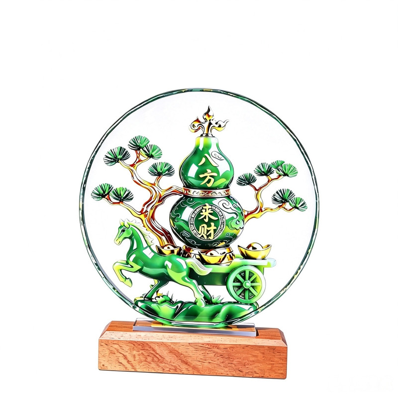 马到成功葫芦水晶招财摆件