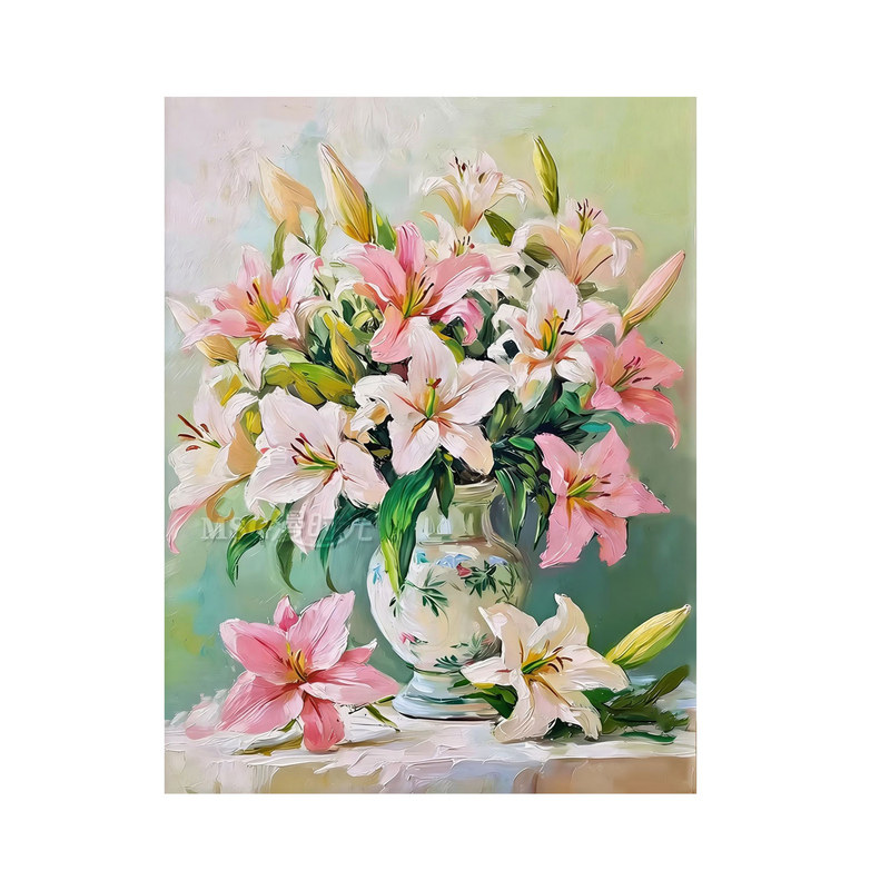 百合花瓶餐厅钻石画满钻2026新款唯美花卉高级感点钻粘钻十字绣