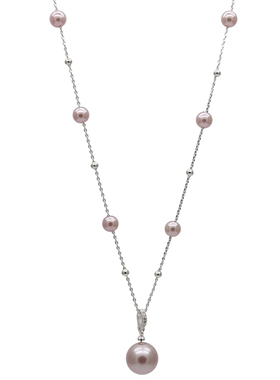 ZOXI浅紫色珍珠项链女款2026新