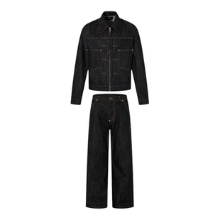 EVC[明辑线黑原牛套装] 重磅硬挺牛仔夹克外套+2021M直筒牛仔裤