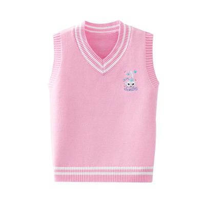 春秋中大童薄全棉背心2025新款女童加绒厚马甲洋气V领针织棉上衣