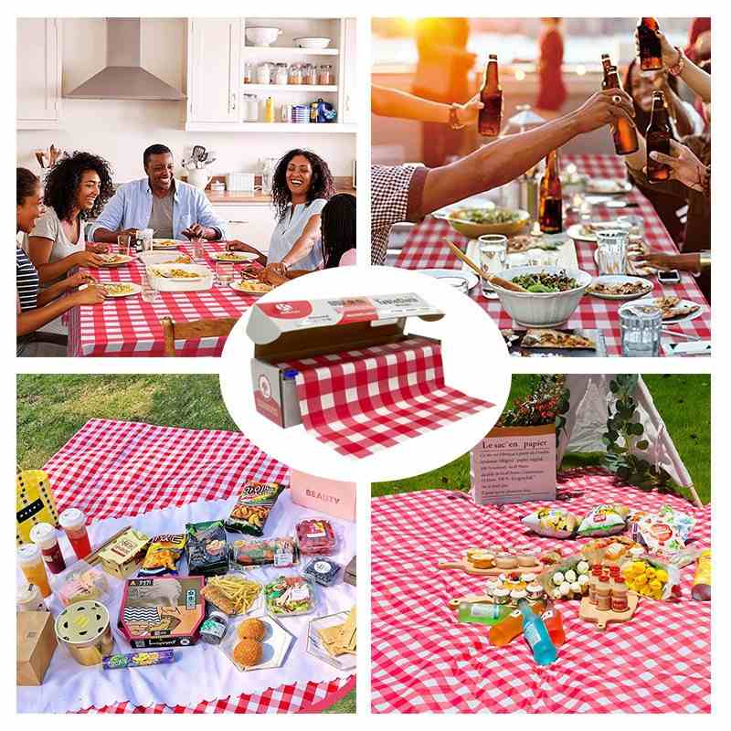 卷装一次性桌布格子防水野餐塑料防油长方形生日台布派对餐布