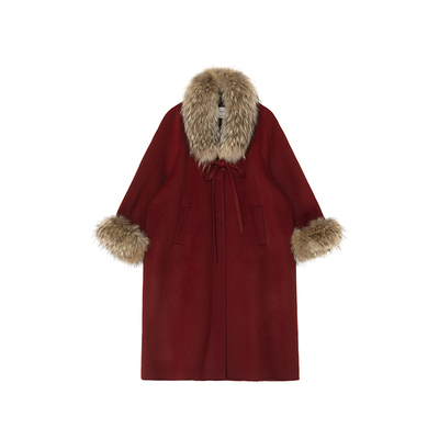 安妮森林真貉子毛双面呢大衣外套