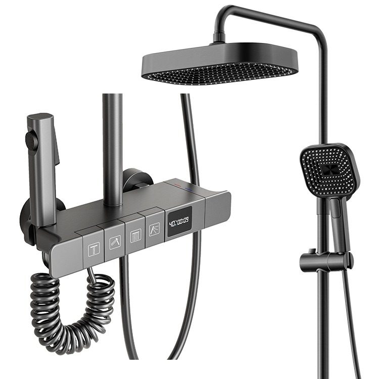 2025年新款国标全铜出水冲凉洒花大快速淋浴数字一键按键钢琴显示