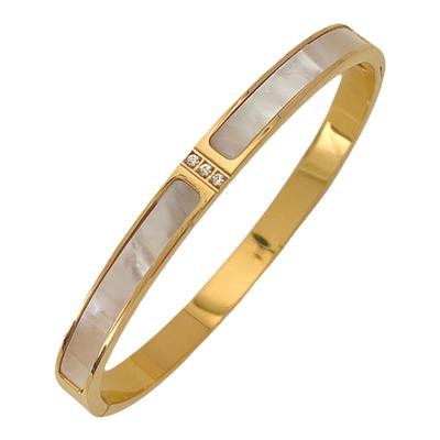 欧美钛钢18K金百搭手镯不掉色女