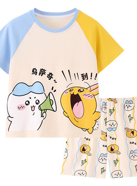 女童夏季薄款纯棉短袖卡通家居服