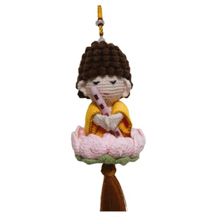 (成品)纯手工钩织莲花小佛陀汽车挂后视镜装饰挂件车摆件创意礼品