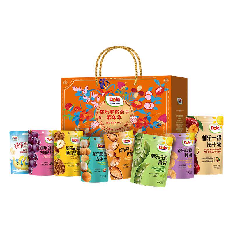 Dole都乐零食荟萃嘉年华1160g吊干枣香蕉片提子干腰果大礼包礼盒