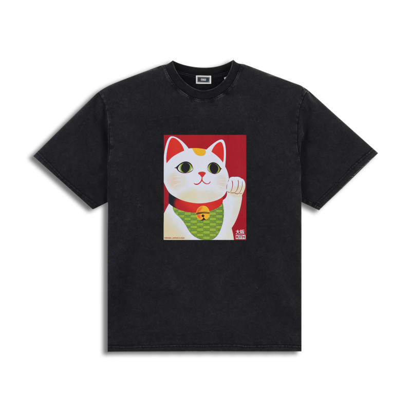 KITH 25SS Osaka大阪开业限定招财猫可爱印花短袖水洗T恤纯棉Tee