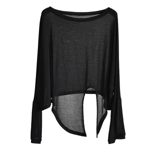 宽松飘逸短款透视舞蹈服现代舞上衣古典中国舞爵士练功服演出服