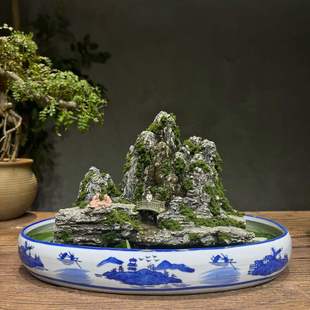 中式 玉泉假山桌面茶桌博古架庭院微景观流水造景摆件 复古风格