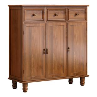 实木鞋柜家用门口多功能简约大容量多层收纳对开门防尘鞋柜玄关柜