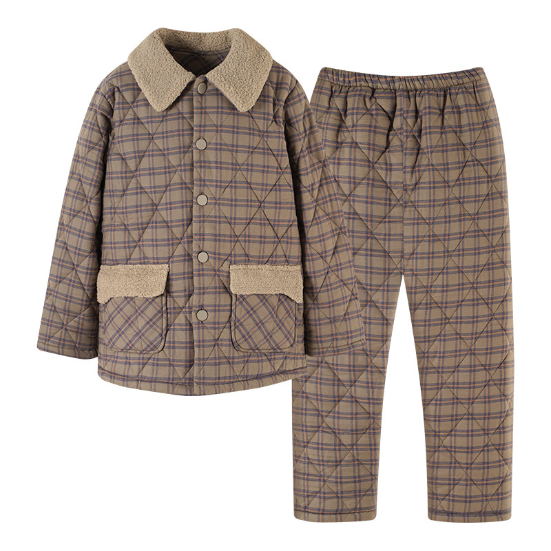 康汝雅冬季加厚纯棉布夹棉家居服