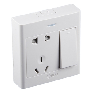 公牛明装开关厨房明盒插座带开关明线5一开单控五孔超薄墙插面板