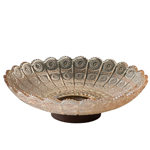 复古太阳花水果盘轻奢家用客厅茶几玻璃干果盘高级感糖果盘零食盘