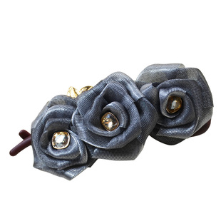 31街花饰古典玫瑰八字扭夹气氛布艺花朵发夹横夹顶夹气质头饰插梳