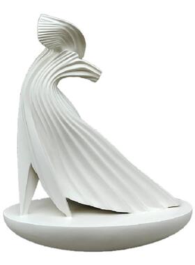 现代简约白色装饰大堂摆件轻奢抽象褶皱装置别墅会所高端艺术品