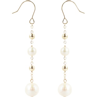 满天星强光正圆天然淡水珍珠进口14K包金注金耳环蚊香盘耳夹女