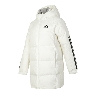 阿迪达斯女子中长款羽绒服25冬季新款户外防寒加厚白色保暖防寒服