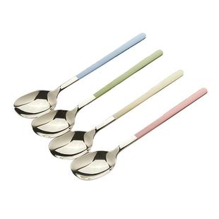 不锈钢儿童吃饭勺子家用高颜值长柄喂饭勺ins风汤匙学生调羹粥勺