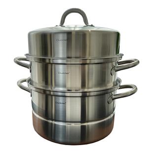 Chockmen18-10不锈钢大蒸锅笼屉篦子304炖煲汤锅28cm加厚三层可蒸
