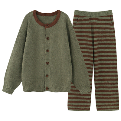 猫人优品男士睡衣半边绒秋冬套装