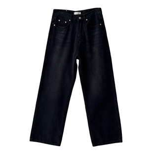 马克斯星球 秋冬水洗显瘦黑色牛仔裤长裤男新款百搭宽松直筒裤