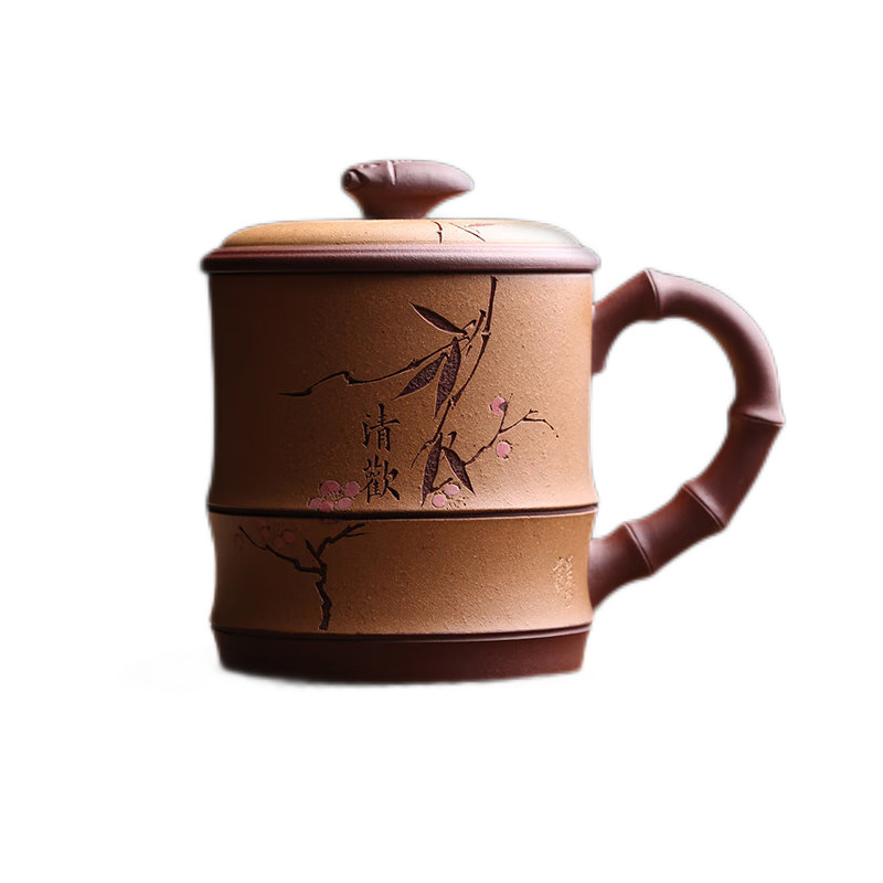 紫砂盖杯名家吴春艳泡茶杯梅竹
