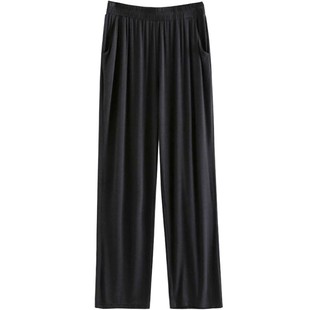 莫代尔阔腿裤直筒瑜伽宽松运动垂感舞蹈睡裤练功防蚊防晒裤女夏薄