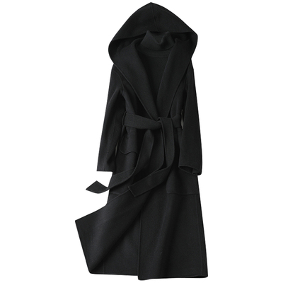 双面呢大衣中长连帽商场同款毛呢