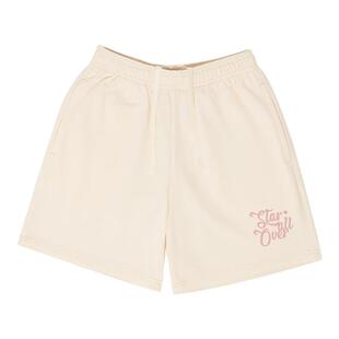 Guozii杏色抽绳休闲运动短裤女五分裤跑步宽松夏季毛圈情侣装裤子