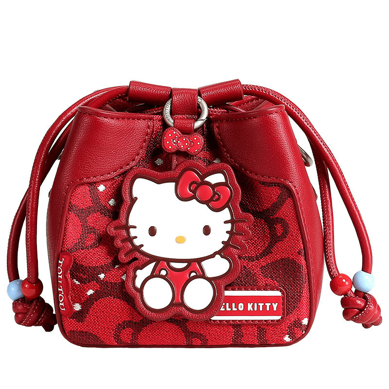 TOUTOUhellokitty联名三丽鸥烧麦水桶包红色包包儿童女孩生日礼物