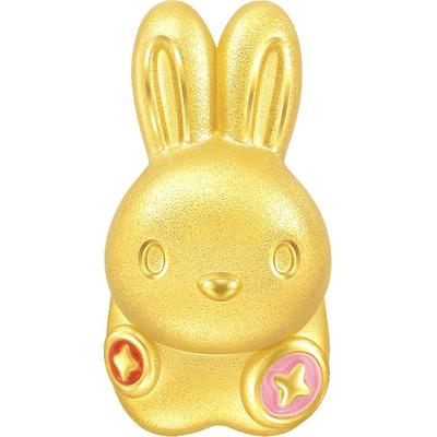 足金周生生Charme生肖兔黄金发发兔转运珠足金兔子串珠93618C