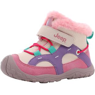 jeep儿童雪地靴2025冬季新款宝宝加厚保暖运动棉鞋女童保暖鞋冬天