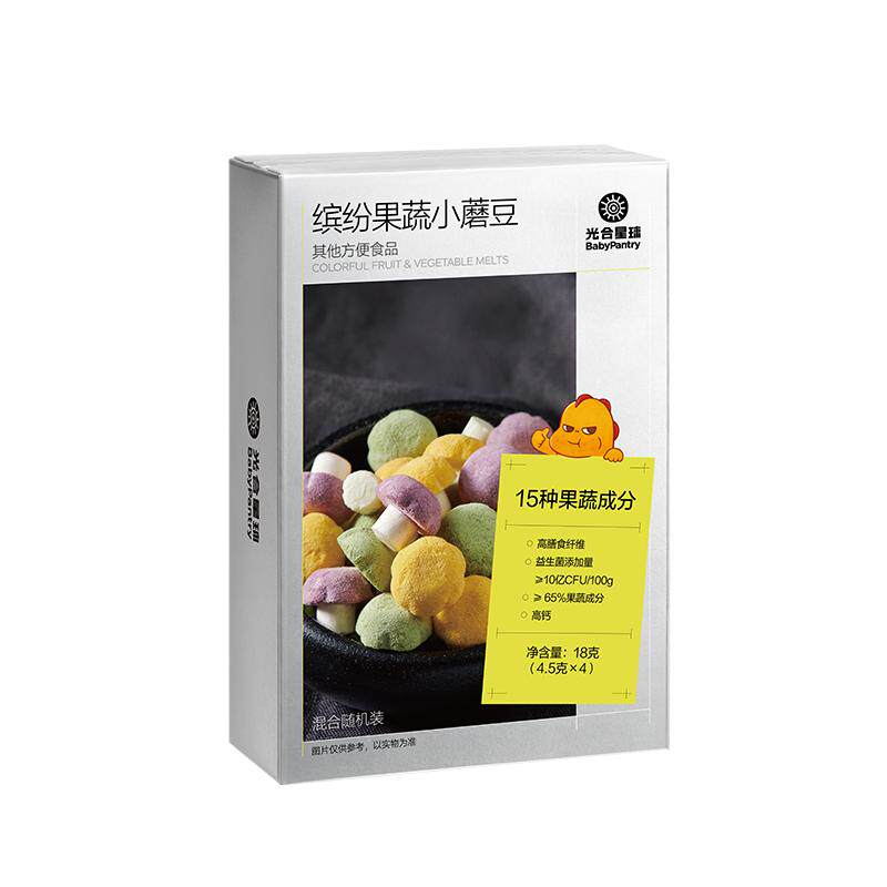 babycare光合星球果蔬小蘑豆溶溶豆儿童零食宝宝益生菌无添加盐