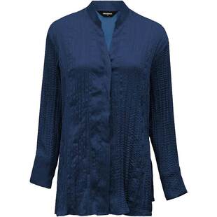 COCOBELLA重工压褶缎面立领长袖衬衫新中式两穿国风衬衣SR0045-2