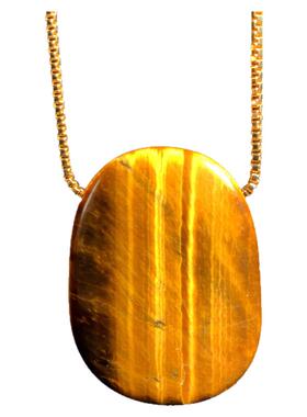 天然黄虎睛石方牌吊坠平安无事牌