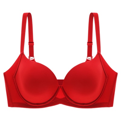 怡倩大胸显小红色内衣套装
